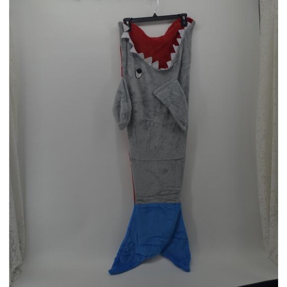 Shark Blanket Kids Mouth Fleece Sleeping Bag Gray Blue OS - Picture 11 of 15